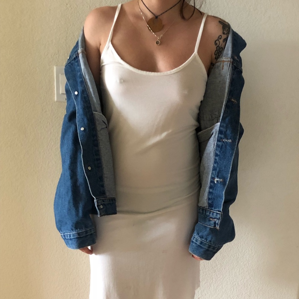 White slip square neck dress